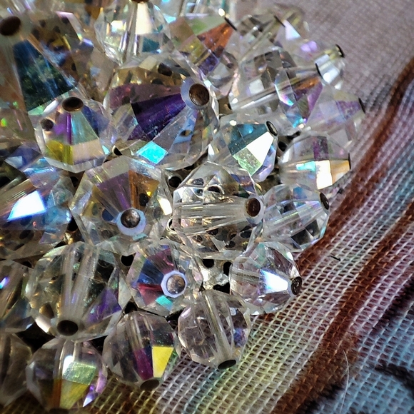 Clear Aurora Borealis Crystal Huge Silver Tone Vintage Brooch Excellent Shape - Picture 8 of 9